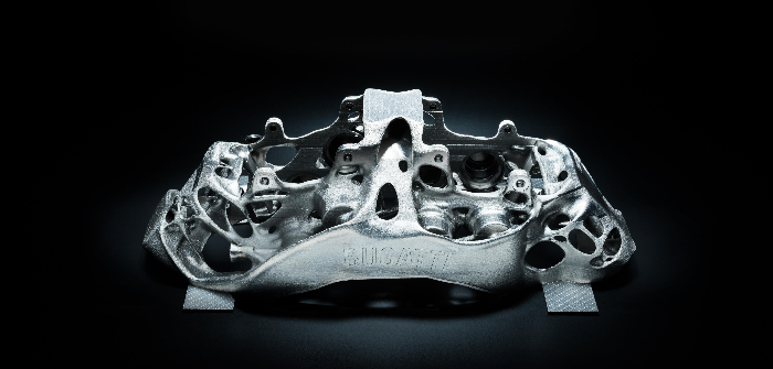 World's first 3D-printed titanium brake caliper developed by Bugatti