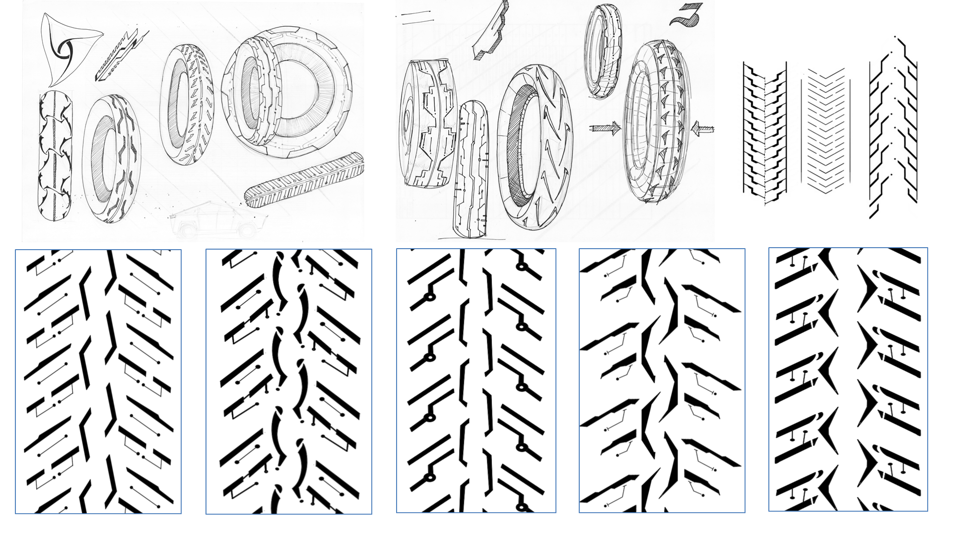 Concept generation for tread pattern designs brings together many of the processes involved in a semantic approach to new tire development