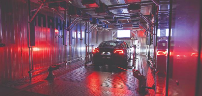 A Tesla on test inside Mahle Powertrain's Vehicle Development Centre