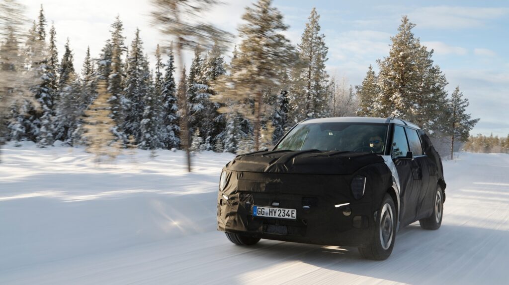 The Kia EV9 was equipped by HMETC with dedicated winter tires for its testing in Arjeplog, Sweden