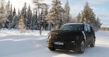 The Kia EV9 was equipped by HMETC with dedicated winter tires for its testing in Arjeplog, Sweden
