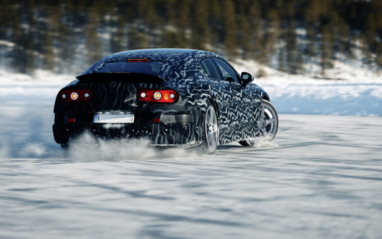 The AMG.EA is tested on a frozen lake at the Mercedes-Benz proving ground in Sweden.