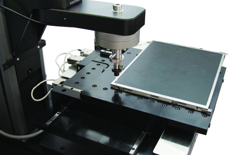 Individual welds on a circuit board can be tested to failure using a shearing fixture