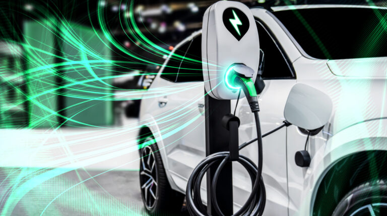 EV charging station for electric car.