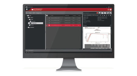 A desktop screen displaying Instron's Bluehill Central software platform