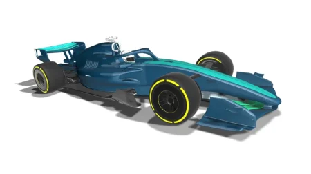 Single-seat motorsport vehicle in simulation