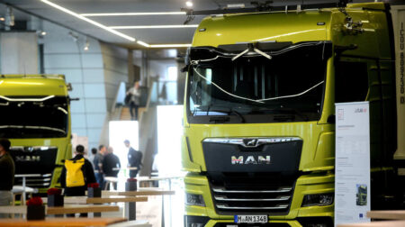 ATLAS-L4 truck on show during a mid-term presentation.