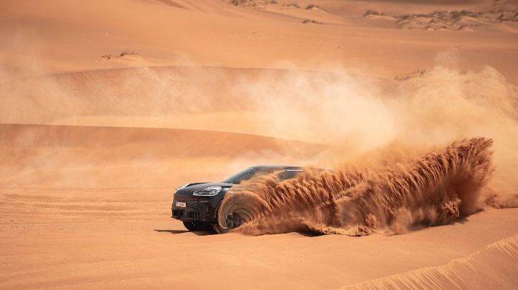 Testing of the Cayenne Electric prototype in a hot, sandy desert environment