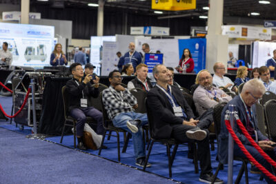 Attendees listen to content in the Innovation Showcase