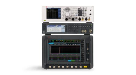 Keysight's UXM-based Next Generation eCall solution shown in promi pic against a white background. The solution has a number of display screens and buttons and dials