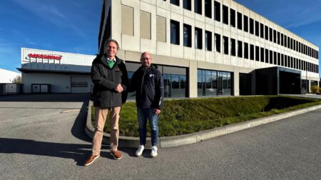 Tie-up between Messring and Vtronics Christian Salm, chief sales officer at Messring (left) shakes hands with Quentin Vilnet, technical facilitator and calibration provider at Vtronics (right)
