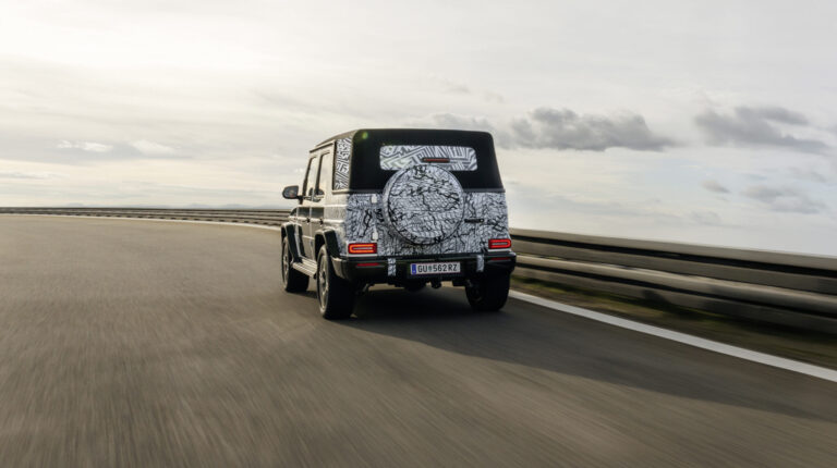 Mercedes-Benz G-Class Cabriolet embarks on dynamic road and test track trials in Austria A camouflaged prototype of the open-top G-Class Cabriolet on a road in Austria