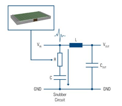 As part of a snubber circuit (resistor and capacitor), the pulse load resistor works with the capacitor to eliminate voltage spikes. The capacitor absorbs the pulse load and discharges through the resistor, which converts the energy into heat and dissipates it via copper legs into the PCB.