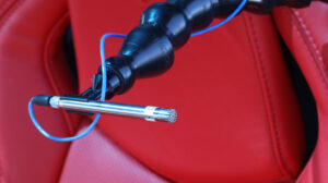 The new PCB model 378A08 microphone in a measurement application.