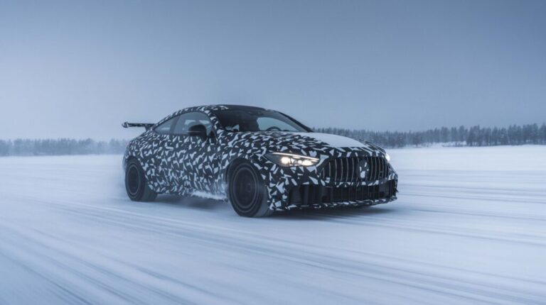 Unnamed Mercedes‑Benz Mythos model undergoes arctic testing.