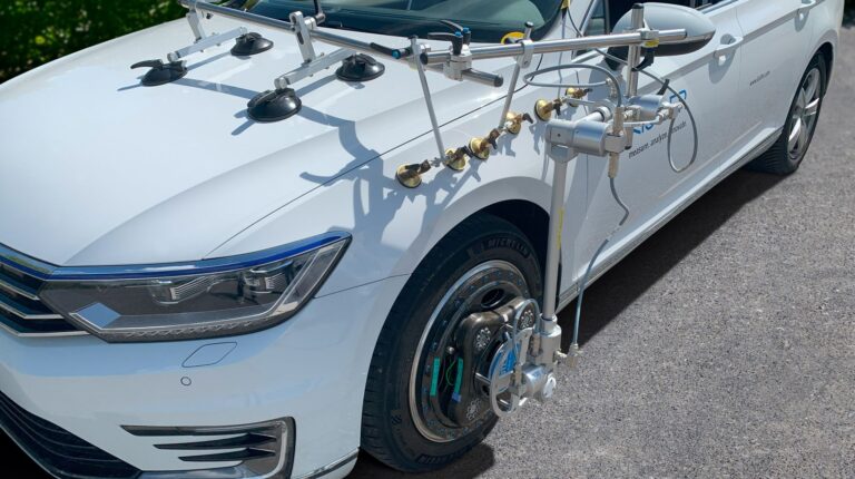 Kistler launches RV-5 wheel vector sensor Kistler’s RV-5 wheel vector sensor attached to a white vehicle.