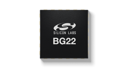 Promo pic of the Silicon Labs ultra-low-power BG22 Bluetooth LE SoC on a white background.
