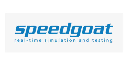 Speedgoat name and logo in light blue on a white background.