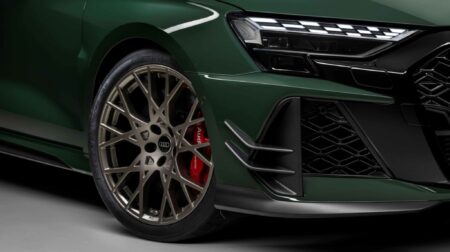 The Pirelli P Zero R on a green Audi RS 3 Competition Limited