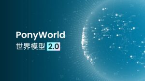 Pony AI logo on a blue watery background.