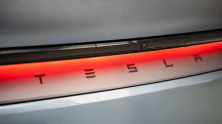 Tesla logo.