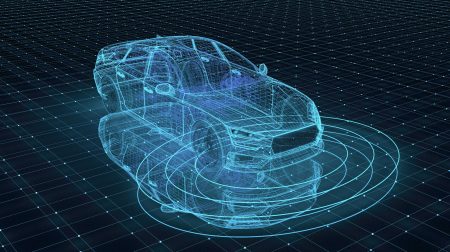 Curiosity Lab launches program to support growth-stage AV companies A schematic diagram of a car against a dark blue background with a grid.