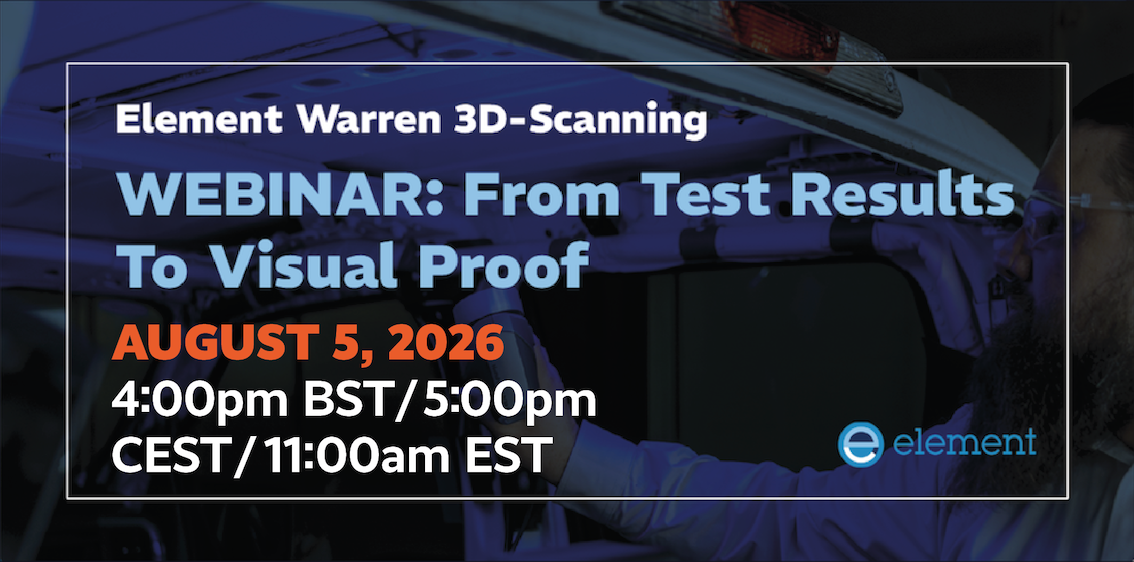 This webinar presented by Element Materials will explore how 3D scanning helps validate dimensional change, warpage, fit, and deformation.