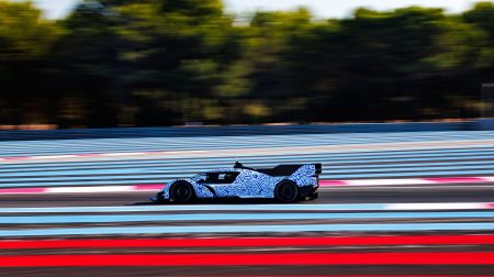 Ford Hypercar drives along a test track.