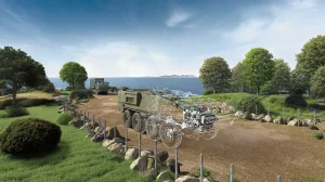 A simulation of a defense vehicle under test in a digital twin.