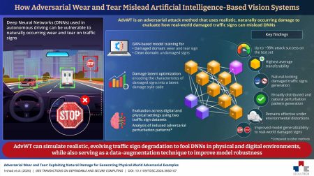SeoulTech develops AI framework to assess vision-system robustness A diagram demonstrating a new framework that generates realistic wear and tear on traffic signs to show how this wear can mislead AI recognition systems.